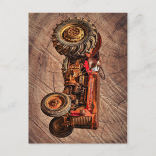 Cartão Postal Antiguo Trator Vermelho