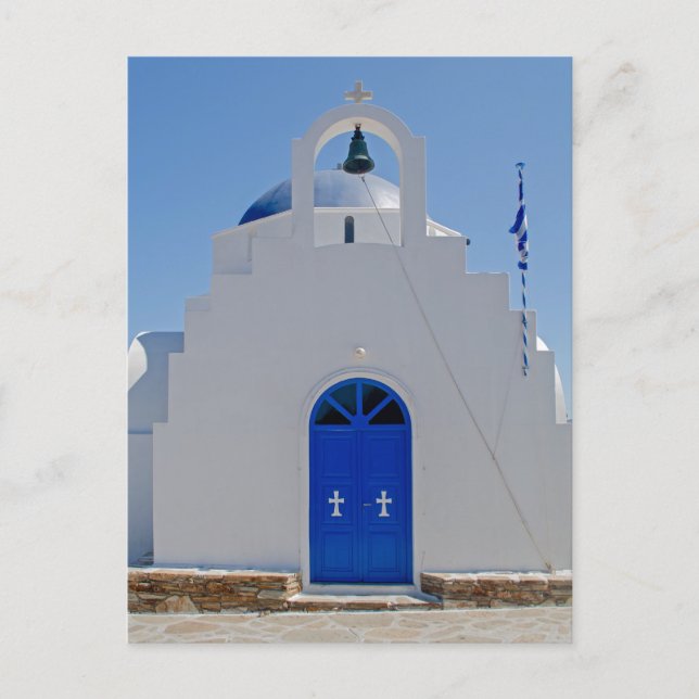 Cartão Postal Antiparos Blue and White Chapel (Frente)