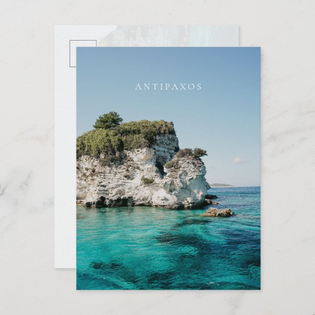 Cartão Postal Antipaxos coast, at Paralia Voutoumi, Greece (Frente/Verso)