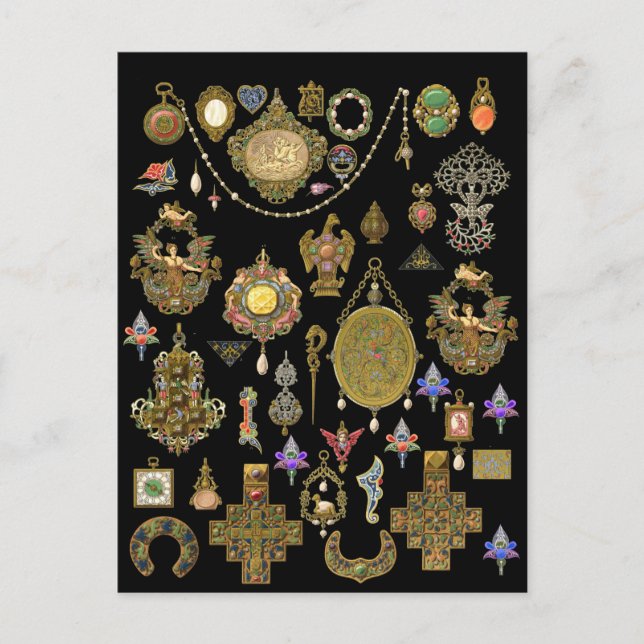 Cartão Postal Antiquado vitoriano, nouveau e arte joalharia deco (Frente)