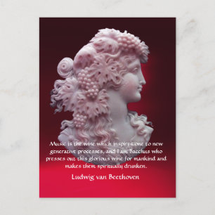 Cartão Postal ANTIQUE CAMEO,SENHORA COM UVAS,COTAÇÃO DE VINHO po