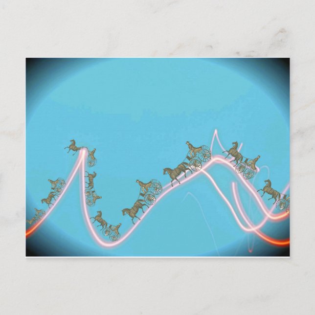 Cartão Postal Antique Horse e Buggy 1870 Fantasy Trip em Neon (Frente)