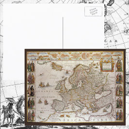 Cartão Postal Antique Map of Europe by Willem Jansz Blaeu, c1617
