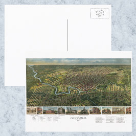 Cartão Postal Antique Map of Houston, Texas with Buffalo River