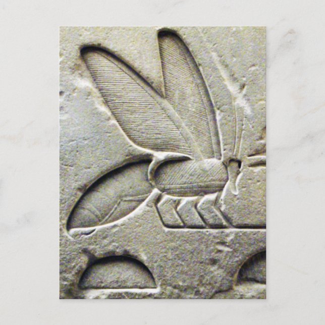 CARTÃO POSTAL ANTÍQUIO BRANCO BRANCO DE MEL EGÍPCIO-ABELHA (Frente)
