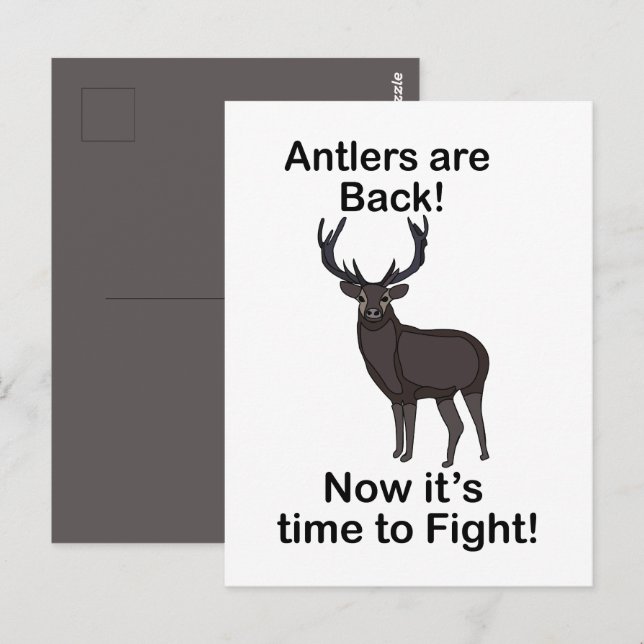 Cartão Postal Antlers Are Back It's Time To Fight Deer Quote (Frente/Verso)