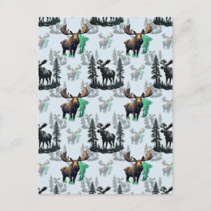 Cartão Postal Antlers de Alce Veado Design de Padrão