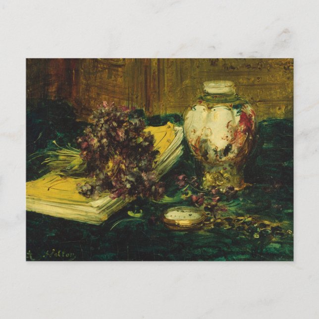 Cartão Postal Antoine Vollon - Violetas (Frente)