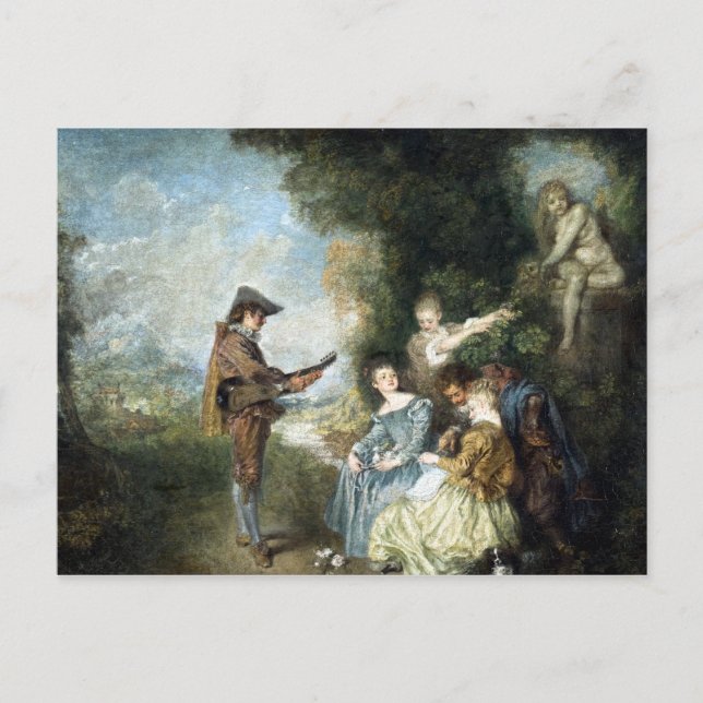 Cartão Postal Antoine Watteau A Lição Do Amor (Frente)