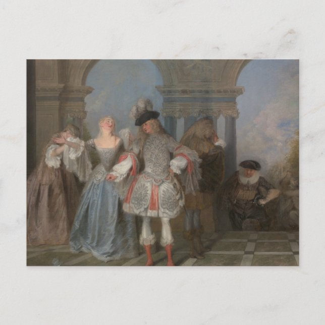 Cartão Postal Antoine Watteau - Os Comediantes Franceses (Frente)