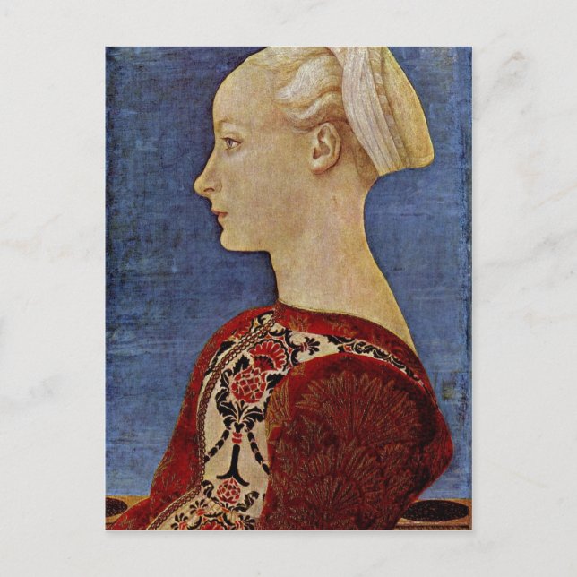 Cartão Postal Antonio del Pollaiuolo Profilbildnis einer jungen  (Frente)