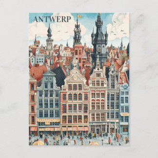 Cartão Postal Antwerp Belgium Viagem