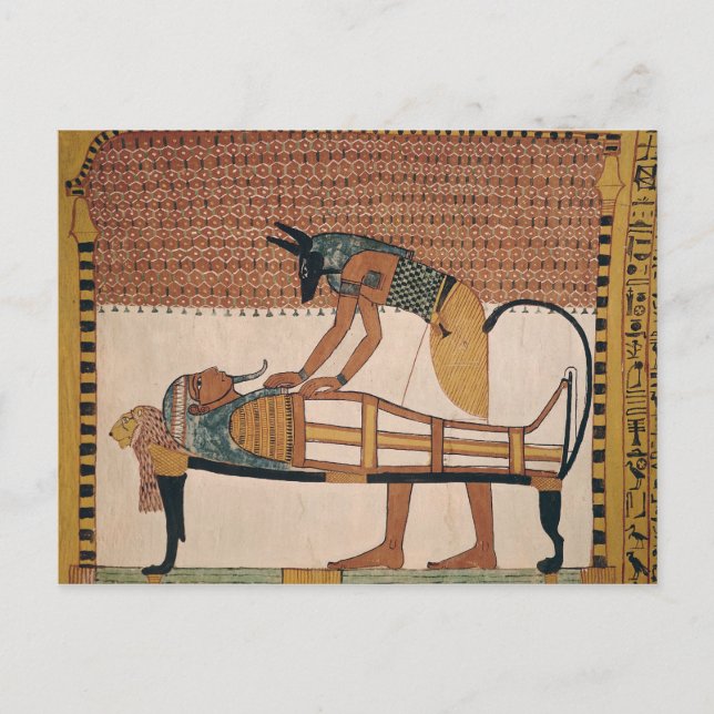 Cartão Postal Anubis frequenta a múmia de Sennedjem (Frente)