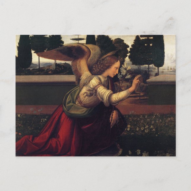 Cartão Postal Anunciação Leonardo Da Vinci - Angel (Frente)