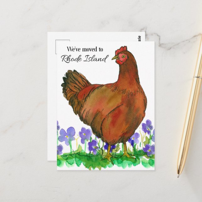 Cartão Postal Anunciando Rhode Island Red Hen Violets (Frente/Verso In Situ)
