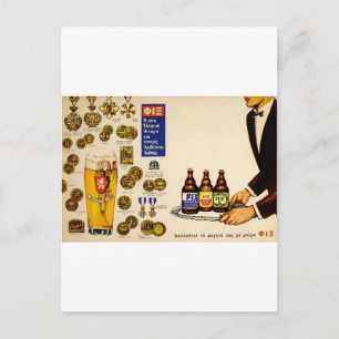Cartão Postal Anúncio Antigo da Cerveja Lager Fix Grécia