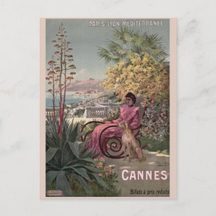 Cartão Postal Anúncio antigo de Vintage Cannes viagem francês