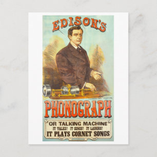 Cartão Postal Anúncio Antigo do Fonógrafo de Edison