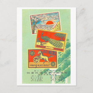 Cartão Postal Anúncio Antigo para Caixas de Fósforos, Japão