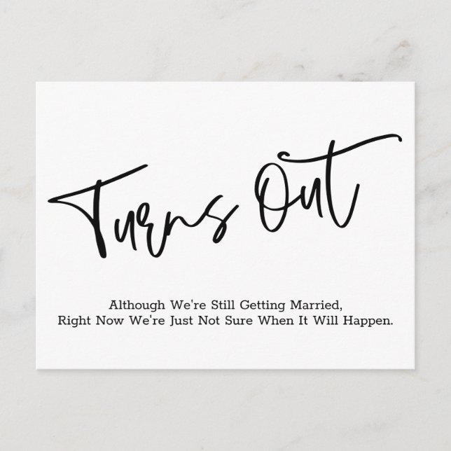 Cartão Postal Anúncio Casual Simples Adiado de Casamento (Frente)
