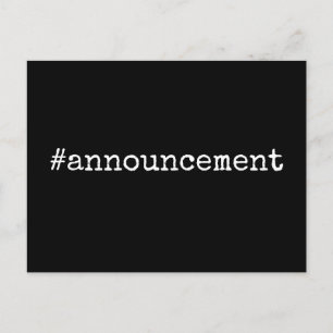 Cartão Postal Anúncio da Hashtag Adiado Casamento em Preto