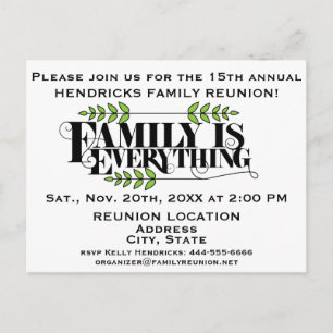 Cartão Postal Anúncio da Reunião Familiar