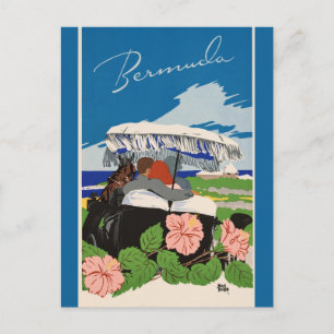 Cartão Postal Anúncio da viagens vintage das Bermudas Romântic