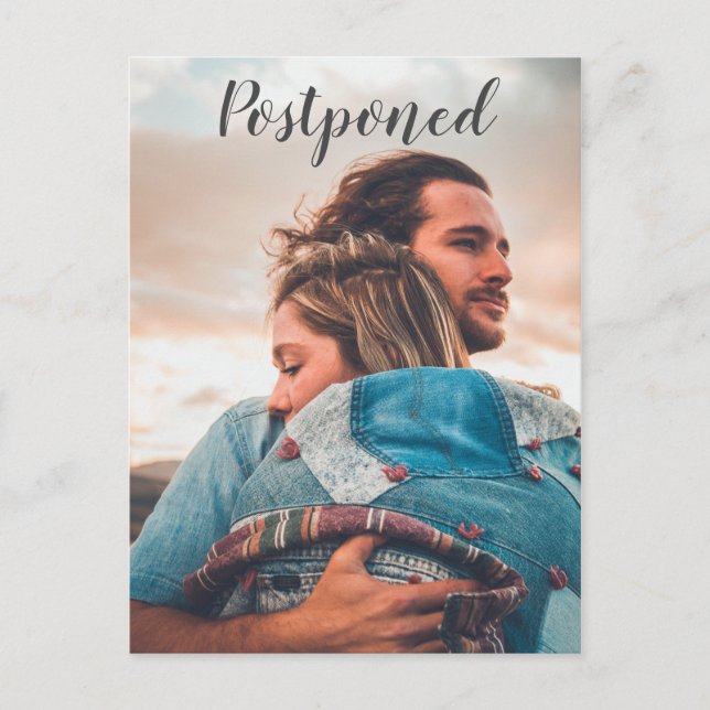 Cartão Postal Anúncio de Adiamento de Casamento de Foto (Frente)