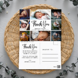 Cartão Postal Anúncio de agradecimento de bebê com colagem de fo