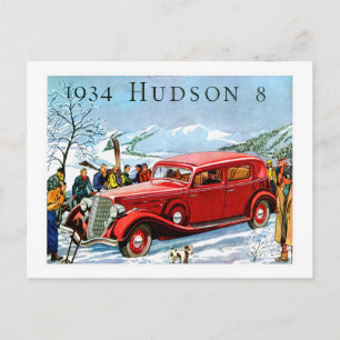 Cartão Postal Anúncio de Automóvel de 1934 Hudson 8 Vintage