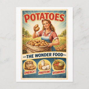 Cartão Postal Anúncio de Batata em Estilo Retrô
