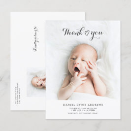 Cartão Postal Anúncio de Bebê Agradecimento Moderno Neutro em Gê