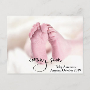 Cartão Postal Anúncio de Bebê Chegando Em Breve Pés de Gravidez