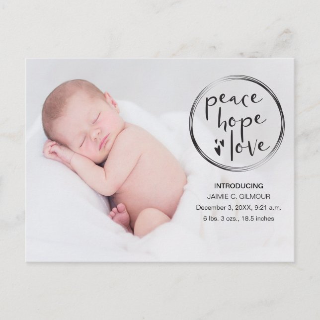 Cartão Postal Anúncio de Bebê, Primeiro Natal, foto (Frente)