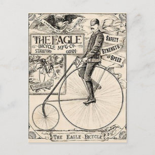 Cartão Postal Anúncio de Bicicleta Vitoriana Antiga Pennyfarthin