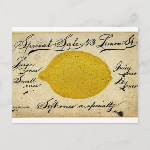 Cartão Postal Anúncio de cartão-postal manuscrito de limão vinta