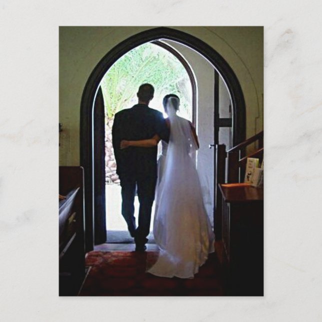 Cartão Postal Anúncio de casamento da Igreja Casal recem casados (Frente)