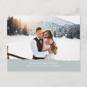 Cartão Postal Anúncio de casamento de papel rasgado no Natal cas