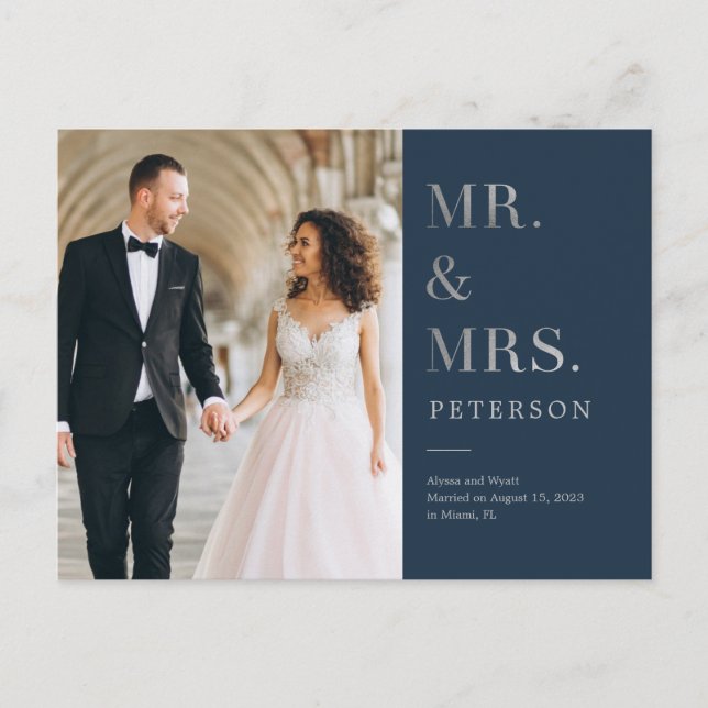 Cartão Postal Anúncio de casamento Lavish Glow Silver (Frente)