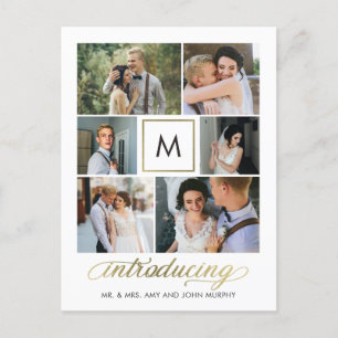 Cartão Postal Anúncio de casamento moderno inicial editável colo
