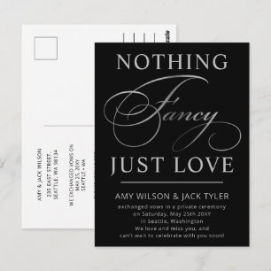 Cartão Postal Anúncio de Casamento Nothing Fancy Just Love