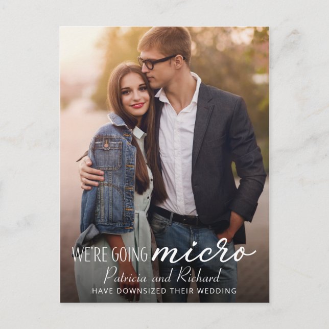 Cartão Postal Anúncio de Casamento Pequeno com Foto Fofa (Frente)