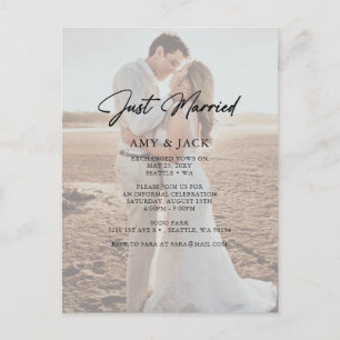 Cartão Postal Anúncio de casamento simples e moderno com foto de