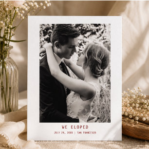 Cartão Postal Anúncio de Casamento Texto e Foto Simples e Eleg