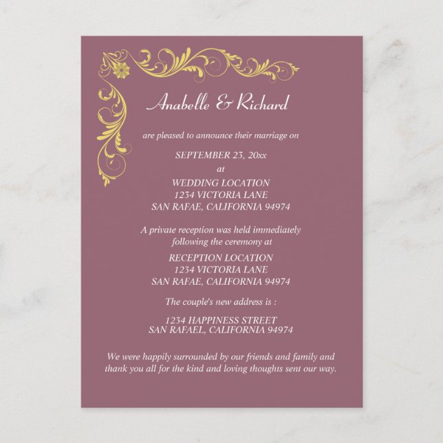 Cartão Postal Anúncio de casamento vitoriano legante (Frente)