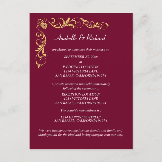 Cartão Postal Anúncio de casamento vitoriano legante (Frente)