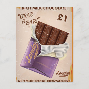 Cartão Postal Anúncio de Chocolate Britânico Antigo.