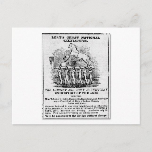 Cartão Postal Anúncio de Circo Nacional Excelente de Lent (Frente)