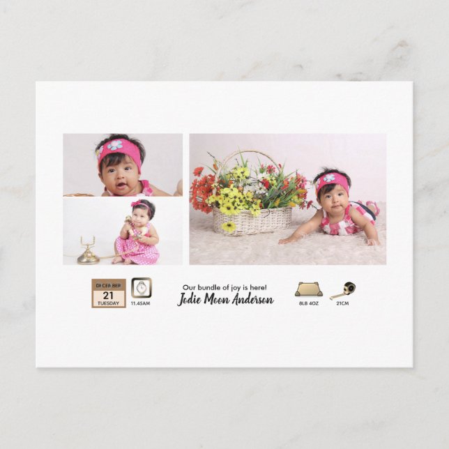 Cartão Postal Anúncio de Colagem de Fotografias de STATS BABY Si (Frente)