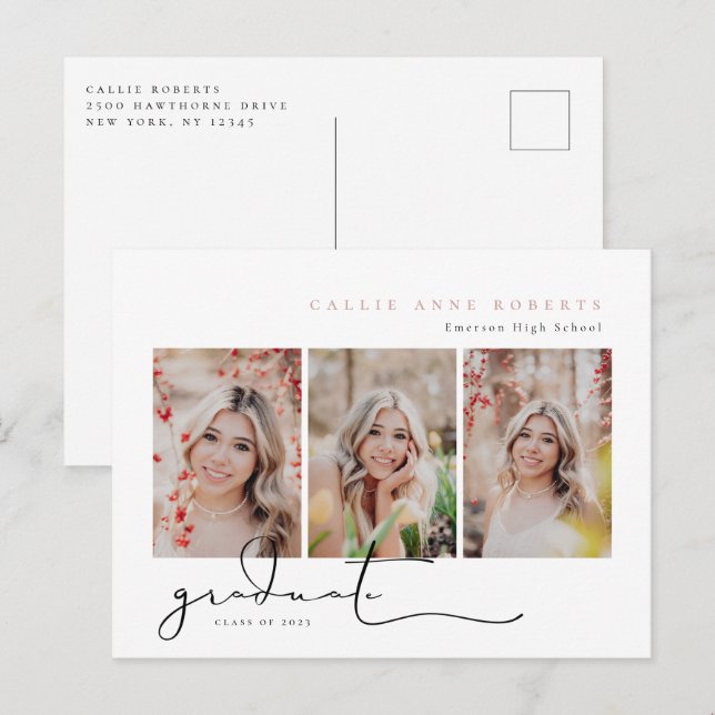 Cartão Postal Anúncio de Conclusão de Curso com Fotos Instantâne (Frente/Verso)